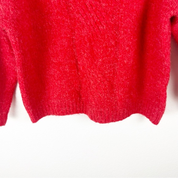 CLICHE’ Red Wool Blend Long Sleeves Fuzzy High Neck Sweater Size Small - Picture 8 of 8